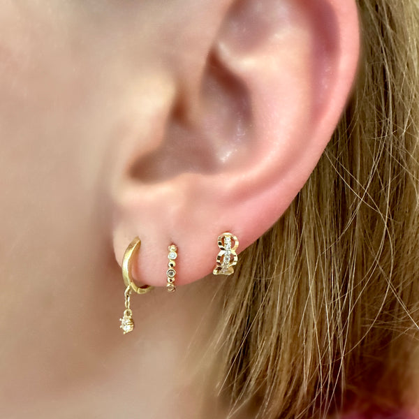 Hoop earrings MINI yellow gold and white crystals