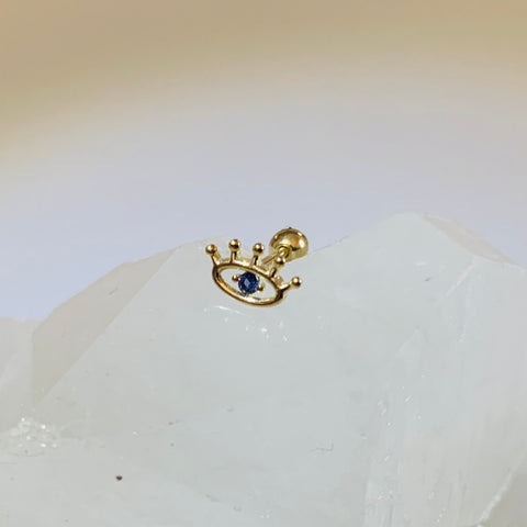 Ear piercing GLAZ yellow gold and blue crystal
