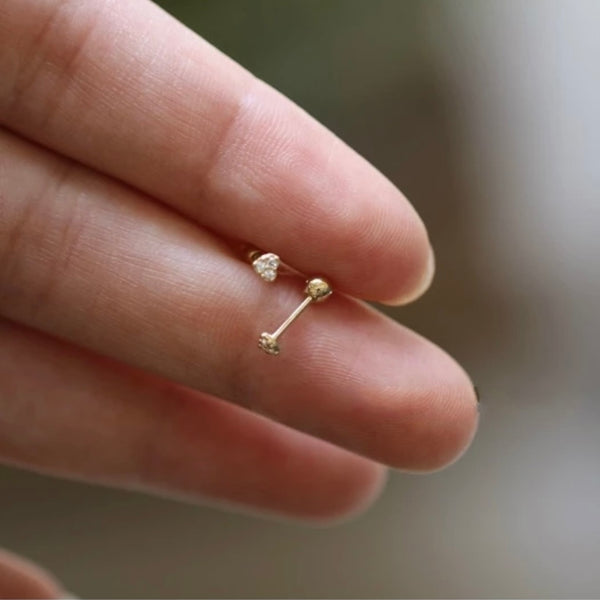 Piercing d’oreille SERDCE or jaune et cristaux blancs