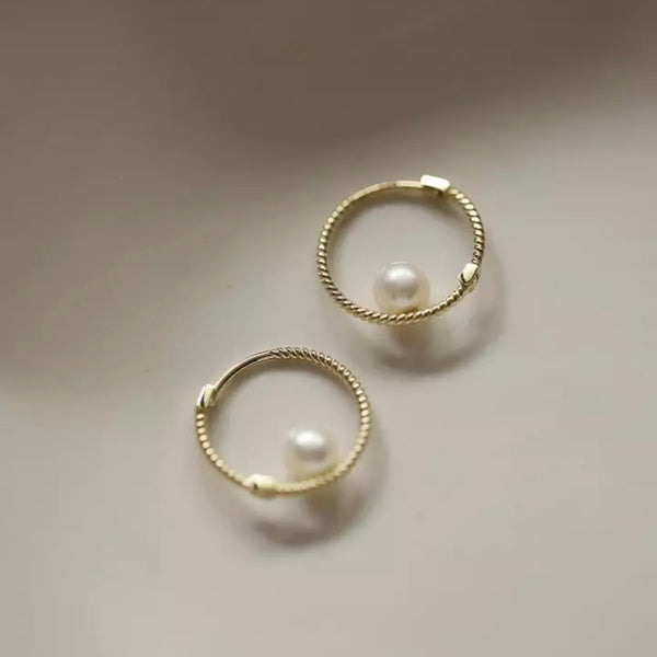 Earrings hoops JANA yellow gold and pearls 