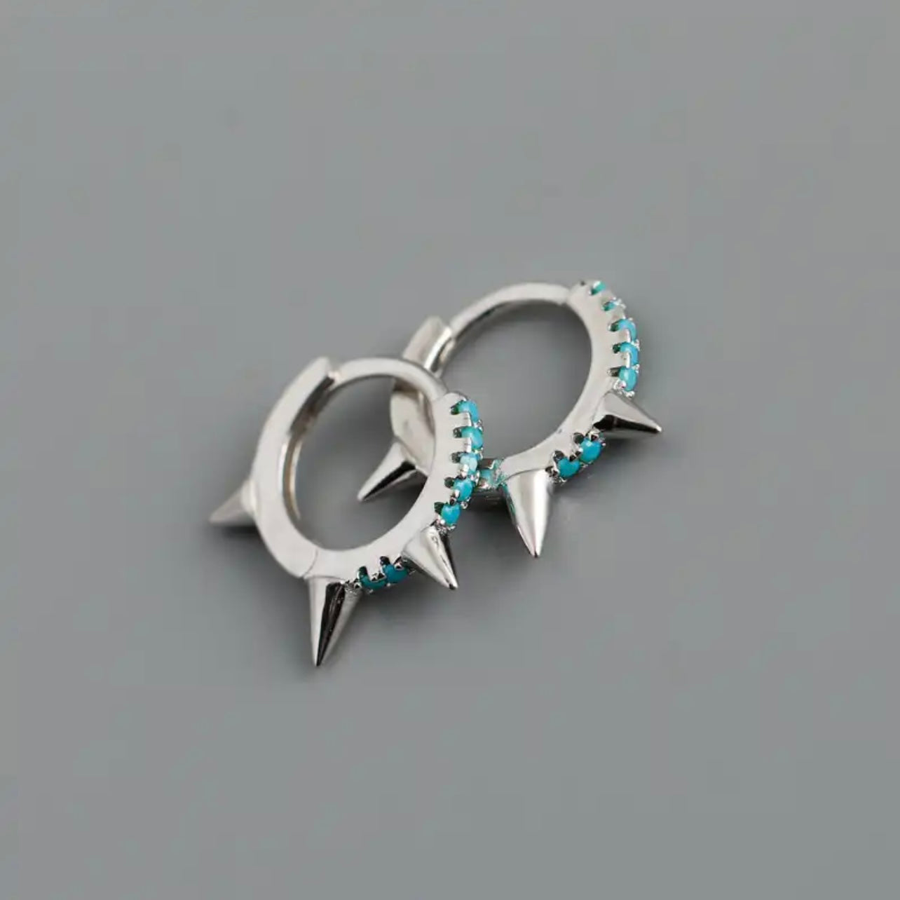 Boucles d’oreilles créoles MASHA argent et pierres bleues