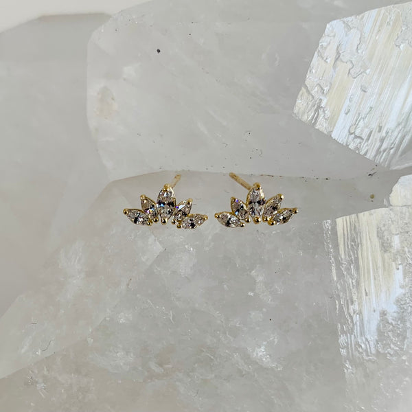 Earrings DIADEMA yellow gold and white crystals