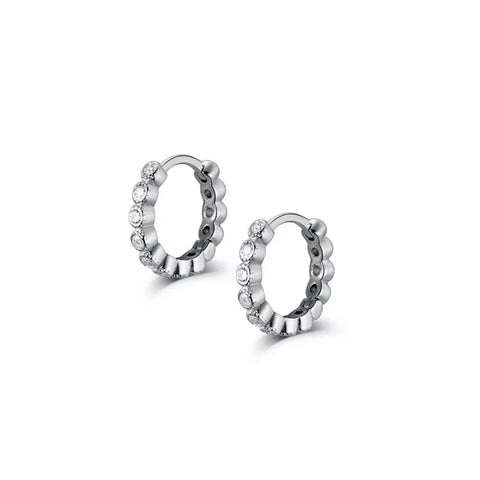 Earrings hoops ELGA silver and white crystals