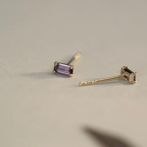 Earrings BLOK AMETIST yellow gold and purple crystals