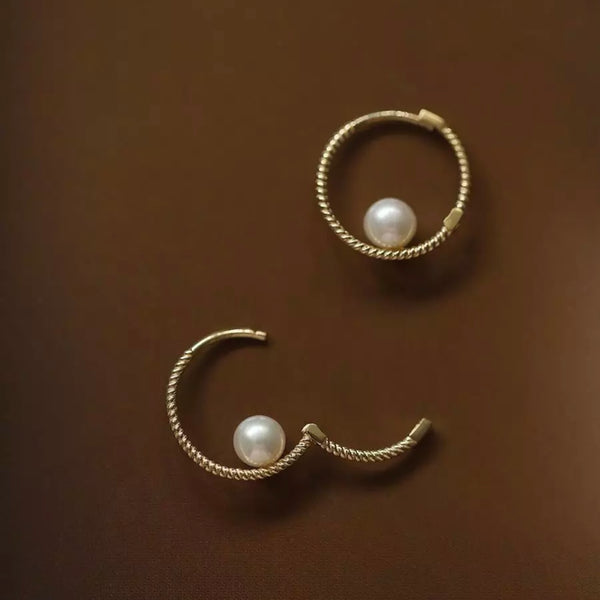 Earrings hoops JANA yellow gold and pearls 