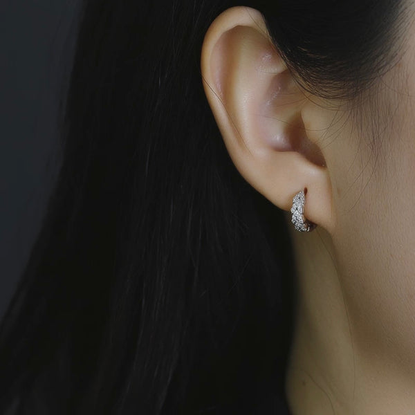 Earrings hoops INNA silver and white crystals