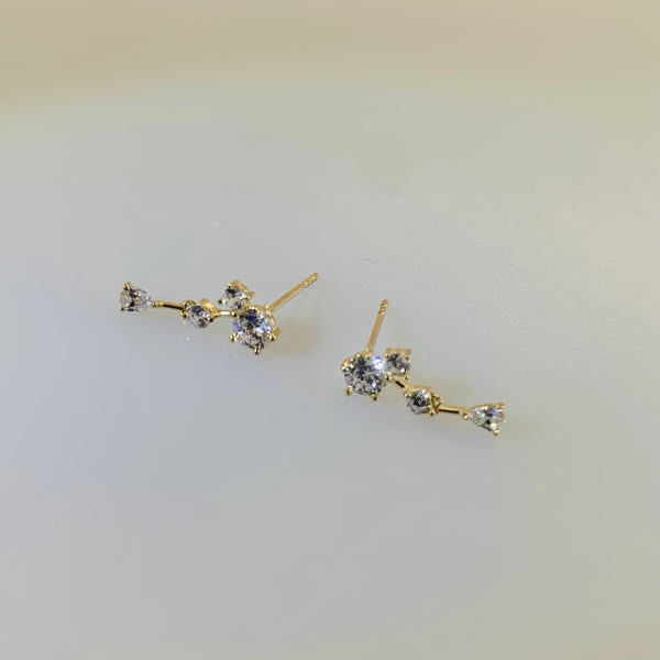 Earrings KASKAD yellow gold and white crystals