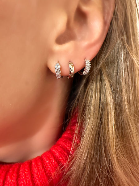 Earrings hoops LOUNA silver and white crystals