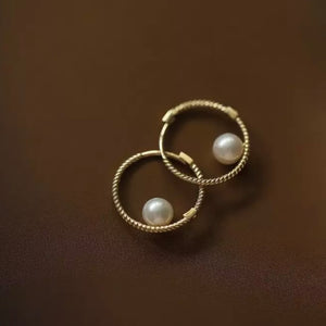 Earrings hoops JANA yellow gold and pearls 