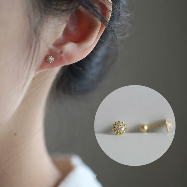 Piercing d’oreille ROSSIP or jaune et cristaux blancs